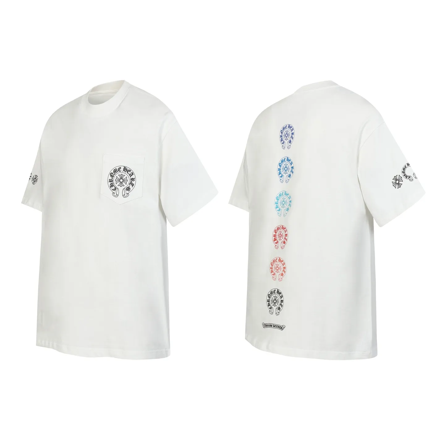 P160 Chrome Hearts CH Chrome Hearts Colorful Horseshoe Sanskrit Letter Printed Short Sleeve T-shirt Uses direct injection imported machine printing Hardware and accessories are milled and customized Correct configuration Black 2025 Chrome Hearts authentic packaging 260 grams of custom-dyed double yarn cotton Large version Loose and stylish Differentiated from low version slim and long version The upper body stretches the hips 100% commitment: top quality Not fast food The highest version on the market Top quality - different from the ordinary versions on the market If you care about quality, you should also respect the price. Absolutely 0 after-sales service and 0 return rate so far. It’s hard not to love the style - 260g double yarn cotton custom dyed fabric - Correct high-density main mark, washed tag, hand-sewn